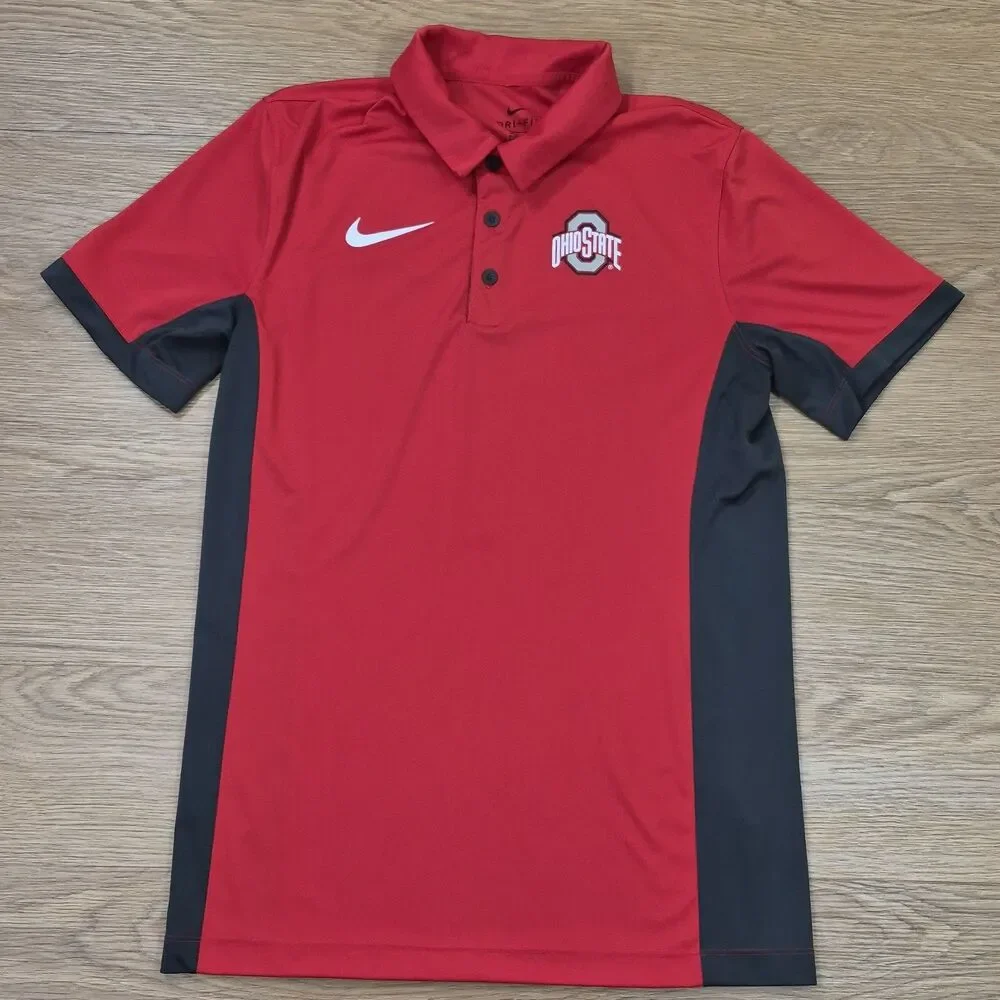Ohio State Buckeyes Nike Performance Polo Shirt Adult S Red Black Short Sleeve